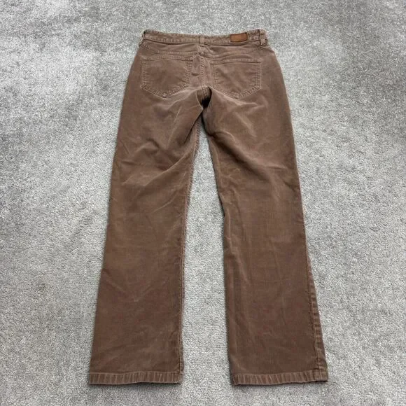 Lands' End Mid Rise Straight Leg Corduroy Pants Womens 4 Brown Cotton Stretch - Picture 2 of 16